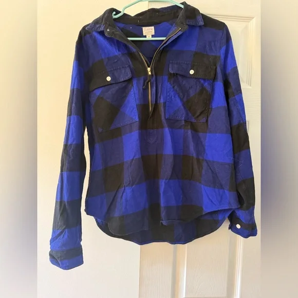 J. Crew Blue and Black Checkered Shirt - Picture 2 of 4